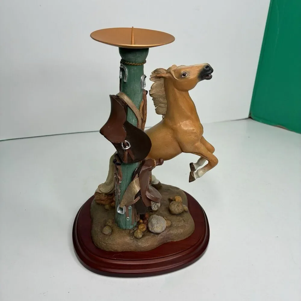 Danbury Mint Noble Yellow Golden Stallion Candlestick Holder By Gianni Benveuti